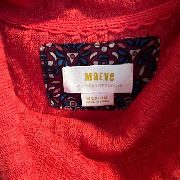 Maeve X Anthropologie Orange Winterscape Thermal Peplum Cowl Neck Top Size M - Picture 4 of 7